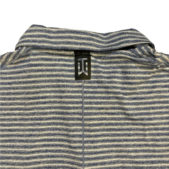 Nike Tiger Woods Vapor Dry Striped Golf Polo Blue‎ and White Size XL - Picture 7 of 9